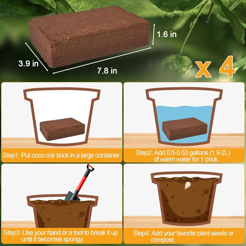 Organic Coconut Coir 4 Pcs Com - огляд і ціна Substrate Coconut Fiber