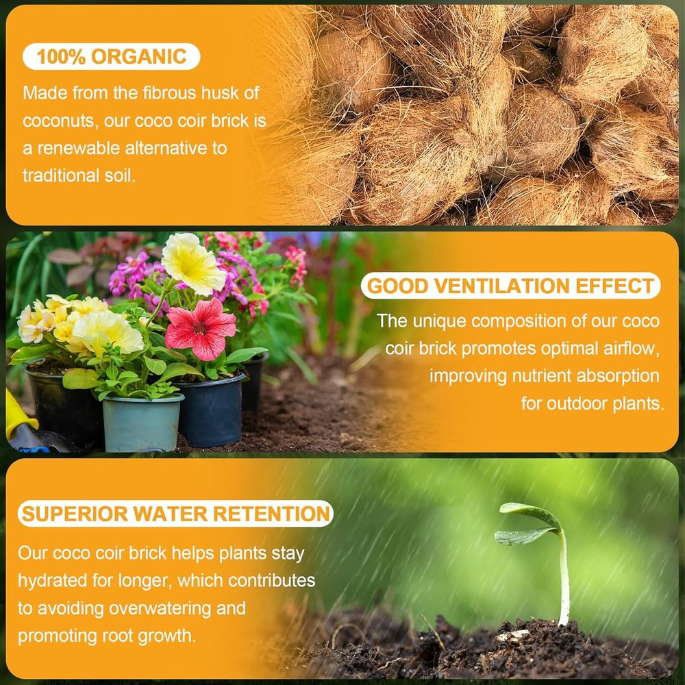 Organic Coconut Coir 4 Pcs Com - огляд і ціна Substrate Coconut Fiber
