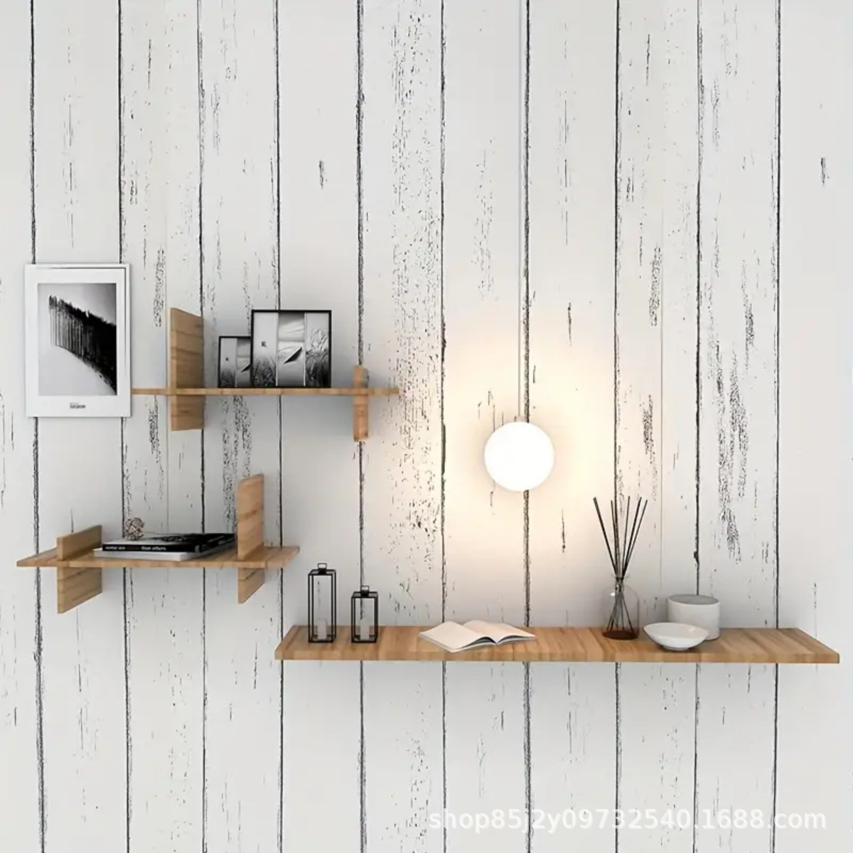 Retro White Wallpaper Wooden P - огляд і ціна Pvc Panel Background