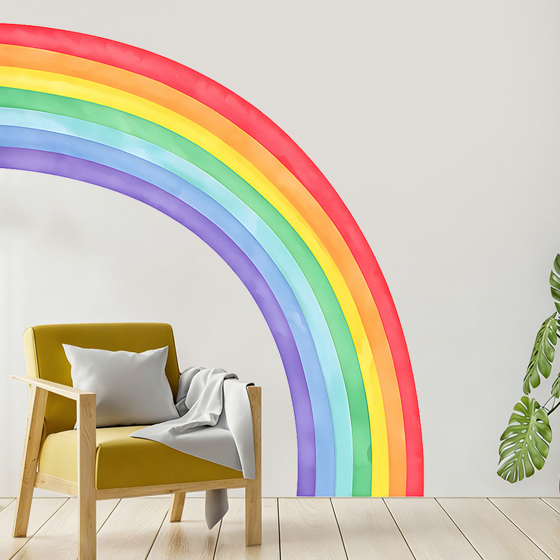 Large Rainbow Wall Stickers Se - огляд і ціна Pvc Panel Background